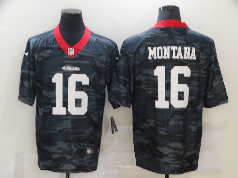 Men's San Francisco 49ers Joe Montana #16 Gray Camouflage Jersey